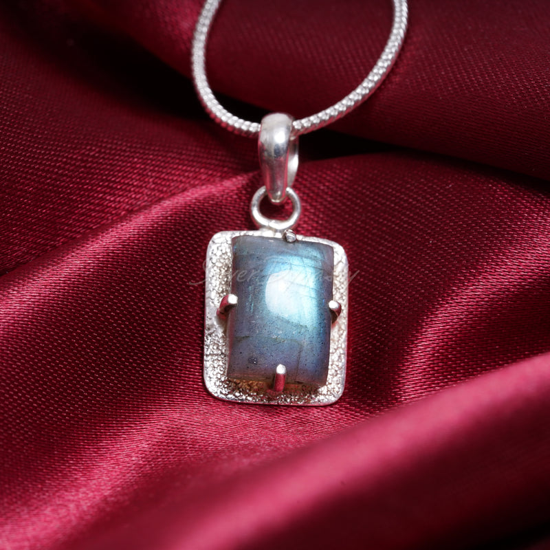 'Boho'  Labradorite Pendant, 925 Solid Sterling Silver Pendant