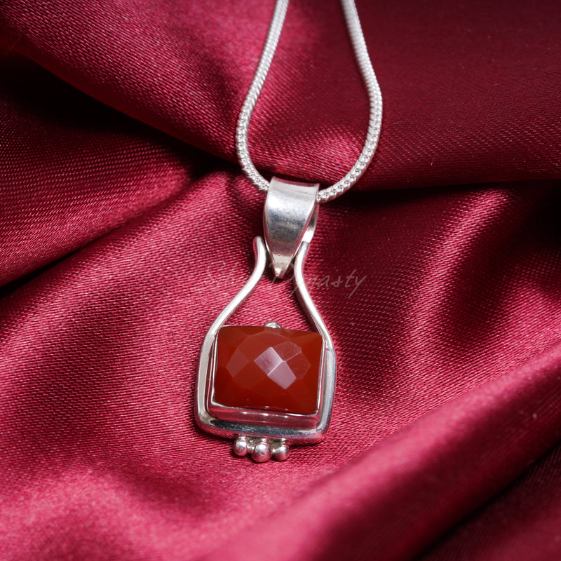 'BOHO' Carnelian Pendant, 925 Solid Sterling Silver Pendant