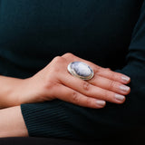 Dendritic Opal 925 Solid Sterling Silver Ring, Dendritic Opal Ring