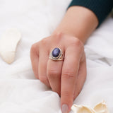 'Boho' Lapis Lazuli 925 Solid Sterling Silver Ring