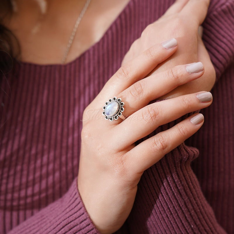 Moonstone 925 Solid Sterling Silver Ring, Moonstone Ring,