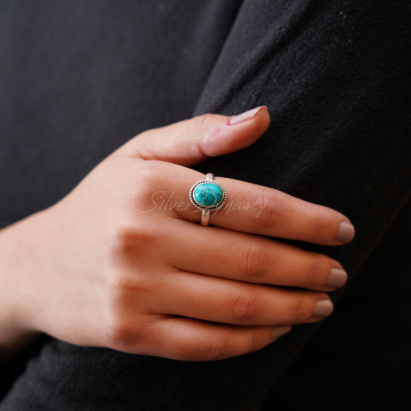 'Fortuna' Turquoise 925 Solid Sterling Silver Ring