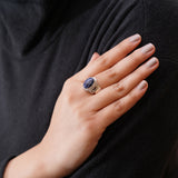 'Leaf' Lapis Lazuli 925 Solid Sterling Silver Ring