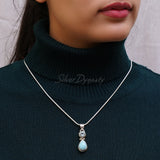 Blue Topaz &  Chacedony Pendant, 925 Solid Sterling Silver Pendant