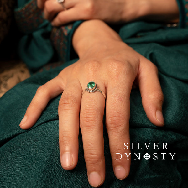 Natural Emerald Ring, 925 Solid Sterling Silver Ring