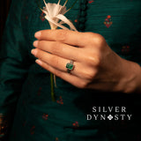 Natural Emerald Ring, 925 Solid Sterling Silver Ring