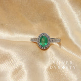 Natural Emerald Ring, 925 Solid Sterling Silver Ring