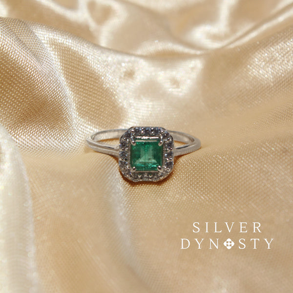 Natural Emerald Ring, 925 Solid Sterling Silver Ring