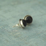 'Minimalist' Black Onyx 925 Solid Sterling Silver Studs