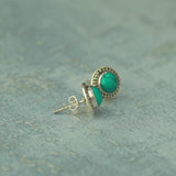 Turquoise 925 Solid Sterling Silver Earrings, Turquoise Studs