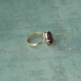 'Minimalist' Red Garnet 925 Solid Sterling Silver Ring